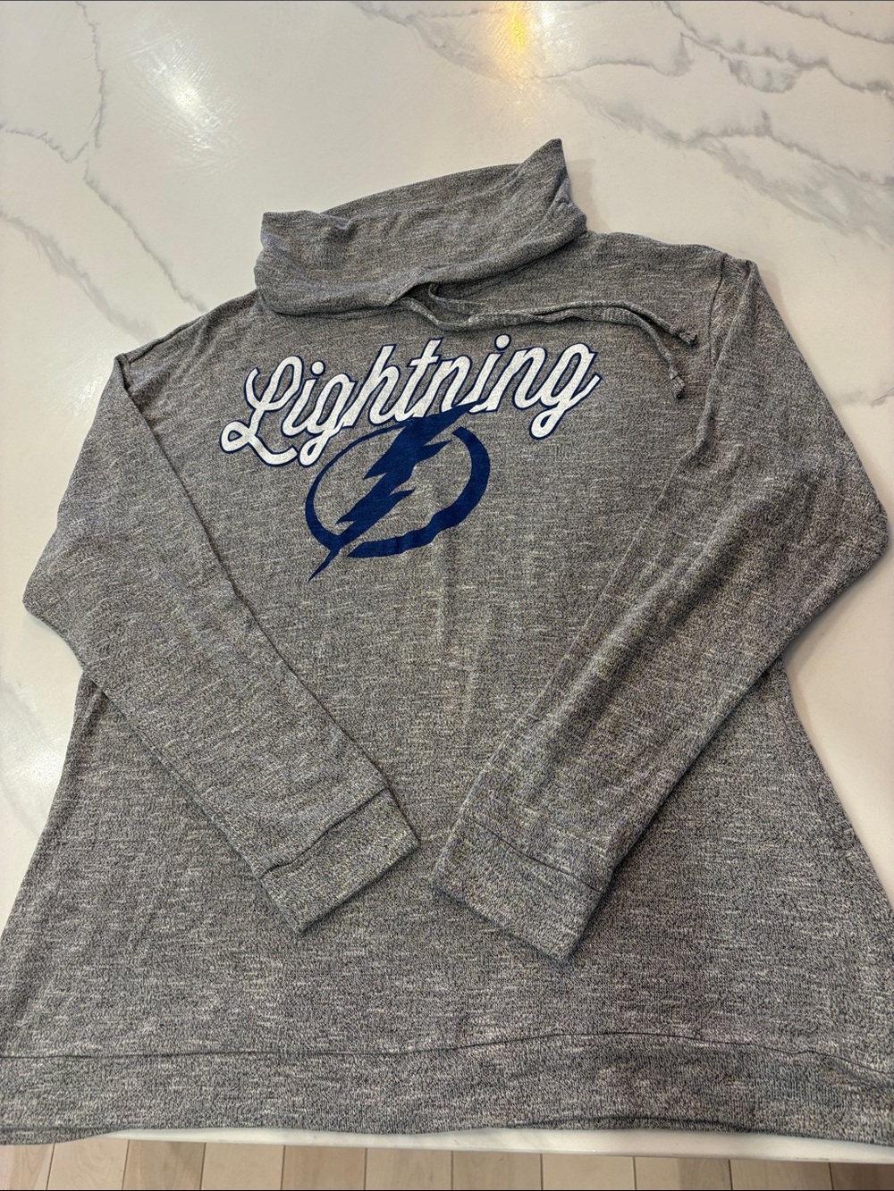NHL Gray Cowl Neck Tampa Bay Lightning Graphic Sweater
